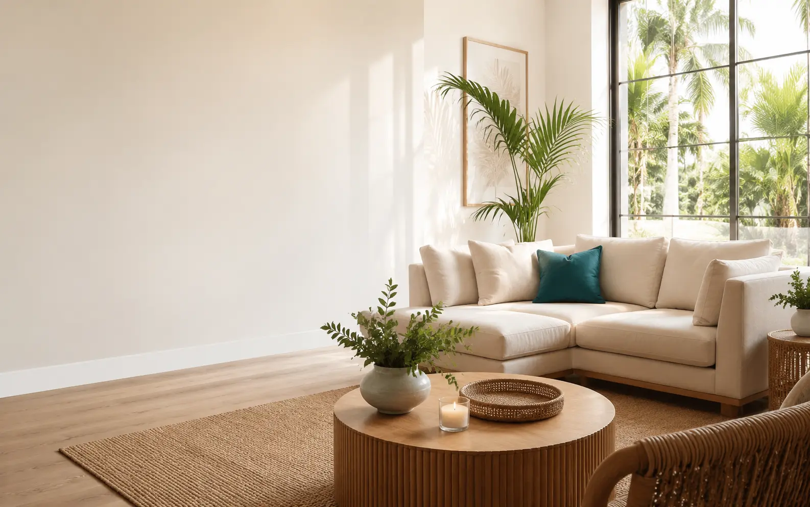 Bright, freshly cleaned residential living room